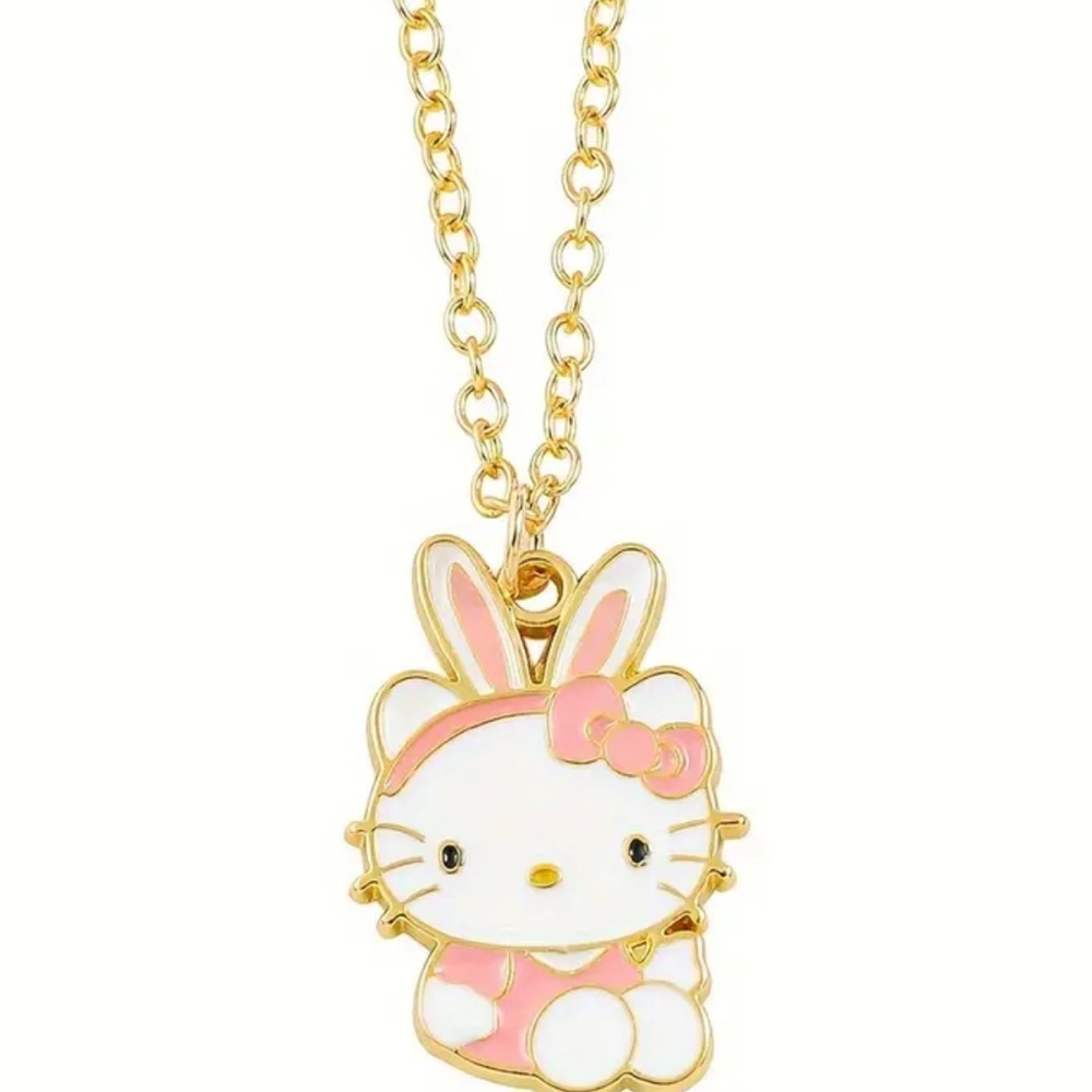 Hello Kitty Bunny Necklace, Hello Kitty Easter Bunny Necklace, Cat Necklace
